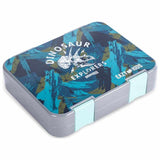 Eazy Kids T-Rex 6/4 Convertible Bento Lunch Box With Steel Spoon & Fork Set And Alphabets Sticker - Grey