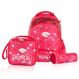 Eazy Kids Tropical School Bag Combo Set - Pink (Set of 5)