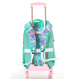 Eazy Kids Geometrical 18Inch School Bag with 4 Wheel Trolley - Green