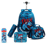 Eazy Kids TREX Trolley School Bag Combo - Blue (Set of 5)