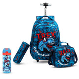 Eazy Kids TREX Trolley School Bag Combo Set - Blue (Set of 4)