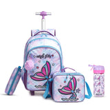 Eazy Kids Mermaid Trolley School Bag Combo Set - Purple (Set of 4)
