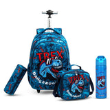 Eazy Kids TREX School Trolley Bag Combo Set - Blue (Set of 4)