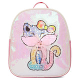 Eazy Kids Sequin School Backpack 11Inch- Cat Pink