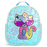 Eazy Kids Sequin School Backpack 9Inch- Cat Green