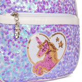 Eazy Kids Sequin School Backpack 9Inch- Horse Purple