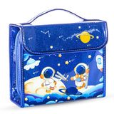 Eazy Kids Art Supplies Set in Space-Themed Carrying Case – 82-Piece Kit with Paints, Crayons, Markers - Blue