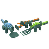 Eazy Kids Dinosaur Design Spoon, Fork & Pusher - Dark Green (3Pcs)