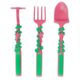 Eazy Kids Gardening Design Spoon, Fork & Pusher - Pink (3Pcs)