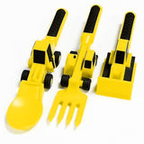 Eazy Kids Truck Design Spoon, Fork & Pusher - Yellow (3Pcs)