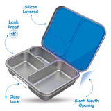 Eazy Kids Stainless Steel Bento Box With Sipper Water Bottle - Blue