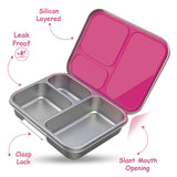 Eazy Kids Stainless Steel Bento Box With Sipper Water Bottle - Pink