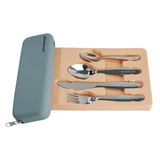 Eazy Kids Stainless Steel Cutlery Set With Grey Silicon Pouch - 4Pcs