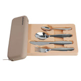 Eazy Kids Stainless Steel Cutlery Set With Ivory Silicon Pouch - 4Pcs