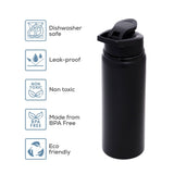 Eazy Kids Stainless Steel Sports Water Bottle 700ml - Black