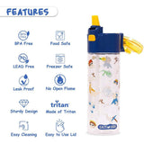 Eazy Kids T-Rex Lunch Box And Tritan Water Bottle 450ml - Blue