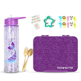 Eazy Kids Tritan Bento Lunch Box with Bottle - Glitter Purple