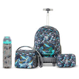 Eazy Kids 18" Trolley Backpack With Water Bottle, Lunch Bag and Pencil Case-T Rex