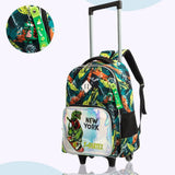Eazy Kids New York Dinosaur 16Inch Trolley School Bag, Lunch Bag & Pencil Case - Green (Set of 3)