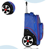 Eazy Kids Formula Racing Big Wheel 18Inch Trolley School Bag WIth Pencil Case - Blue (Set of 2)