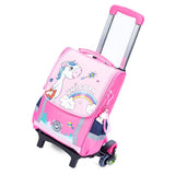 Eazy Kids Unicorn School Bag With Trolley - Princess Pink