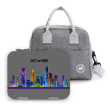 Eazy Kids Love Saudi 4 Compartment Bento Lunch Box  With Sandwich Cutter Set - Grey