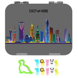 Eazy Kids Love Saudi 4 Compartment Bento Lunch Box  With Sandwich Cutter Set - Grey