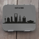 Eazy Kids Saudi Skyline 4 Compartment Bento Lunch Box  With Sandwich Cutter Set - Grey