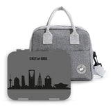 Eazy Kids Saudi Skyline 4 Compartment Bento Lunch Box  With Sandwich Cutter Set - Grey