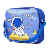 Eazy Kids Space Lunch Box And Water Bottle With Bag - Blue