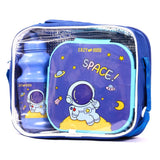 Eazy Kids Space Lunch Box And Water Bottle With Bag - Blue