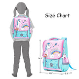 Eazy Kids School Bag Unicorn Green And Pink 15Inch