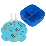 Eazy Kids Construction Square Bento Lunch Box - Blue