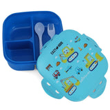 Eazy Kids Construction Square Bento Lunch Box - Blue