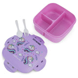 Eazy Kids Square Bento Lunch Box - Unicorn Purple
