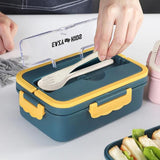 Eazy Kids Wheat Straw Leakproof Eco-Friendly Bento Lunch Box 1500ml - Blue