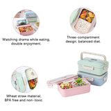 Eazy Kids Wheat Straw Leakproof Eco-Friendly Bento Lunch Box 1500ml - Pink