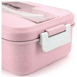 Eazy Kids Wheat Straw Leakproof Eco Bento Lunch Box 1000ml - Pink