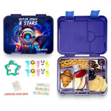 Eazy Kids Outer Space 6/4 Convertible Bento Lunch Box With Sandwich Cutter Set - Blue