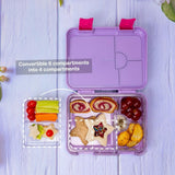 Eazy Kids Mermaid 6/4 Convertible Bento Lunch Box With Sandwich Cutter Set - Purple