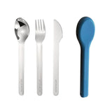 Eazy Kids Stainless Steel Cutlery Set With Blue Silicone Case - 3Pcs