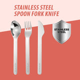 Eazy Kids Stainless Steel Cutlery Set With Pink Silicone Case - 3Pcs