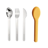 Eazy Kids Stainless Steel Cutlery Set With Yellow Silicone Case - 3PCs