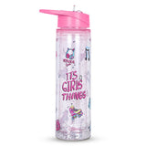 Eazy Kids Tritan Double Wall Glitter Water Bottle It's Girls Things 550ml - Pink