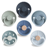 Frigg Round Silicone Baby Pacifier 0M-6M Pack of 6 Endless Sea - Size 1