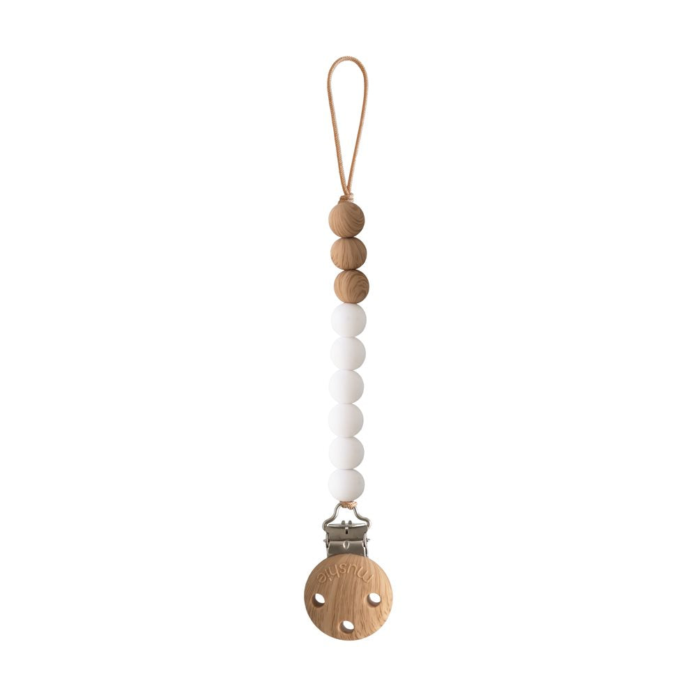 Mushie Pacifier Clips Eva White - Laadlee