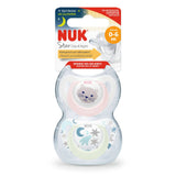 Nuk Star Silicone Soother Day & Night 0m-6m - Pack of 2