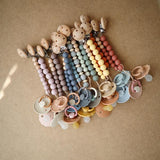 Mushie Pacifier Clips Halo Cloudy Mauve - Laadlee