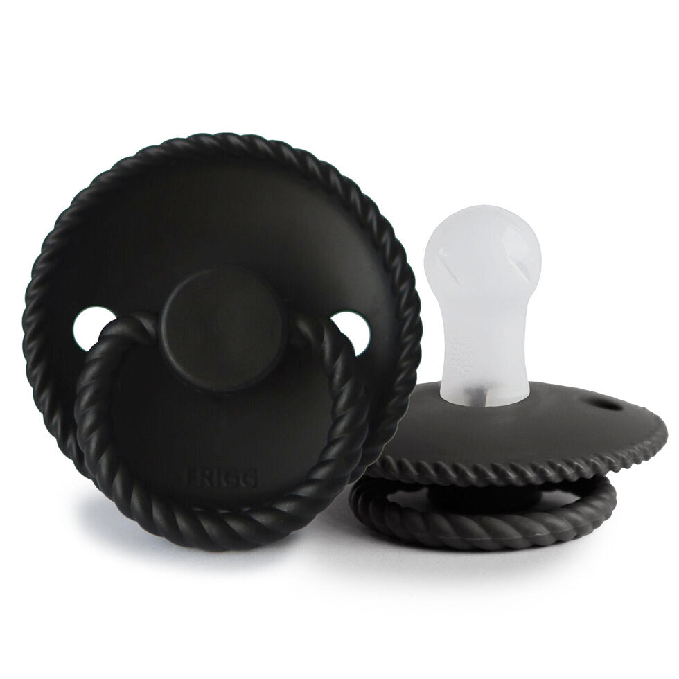 Frigg Rope Latex Baby Pacifier 6M-18M, 1Pack, Jet Black - Size 2 - Laadlee
