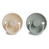 Frigg Rope Latex Baby Pacifier 6M-18M, 2Pack, Cream/Sage - Size 2 - Laadlee